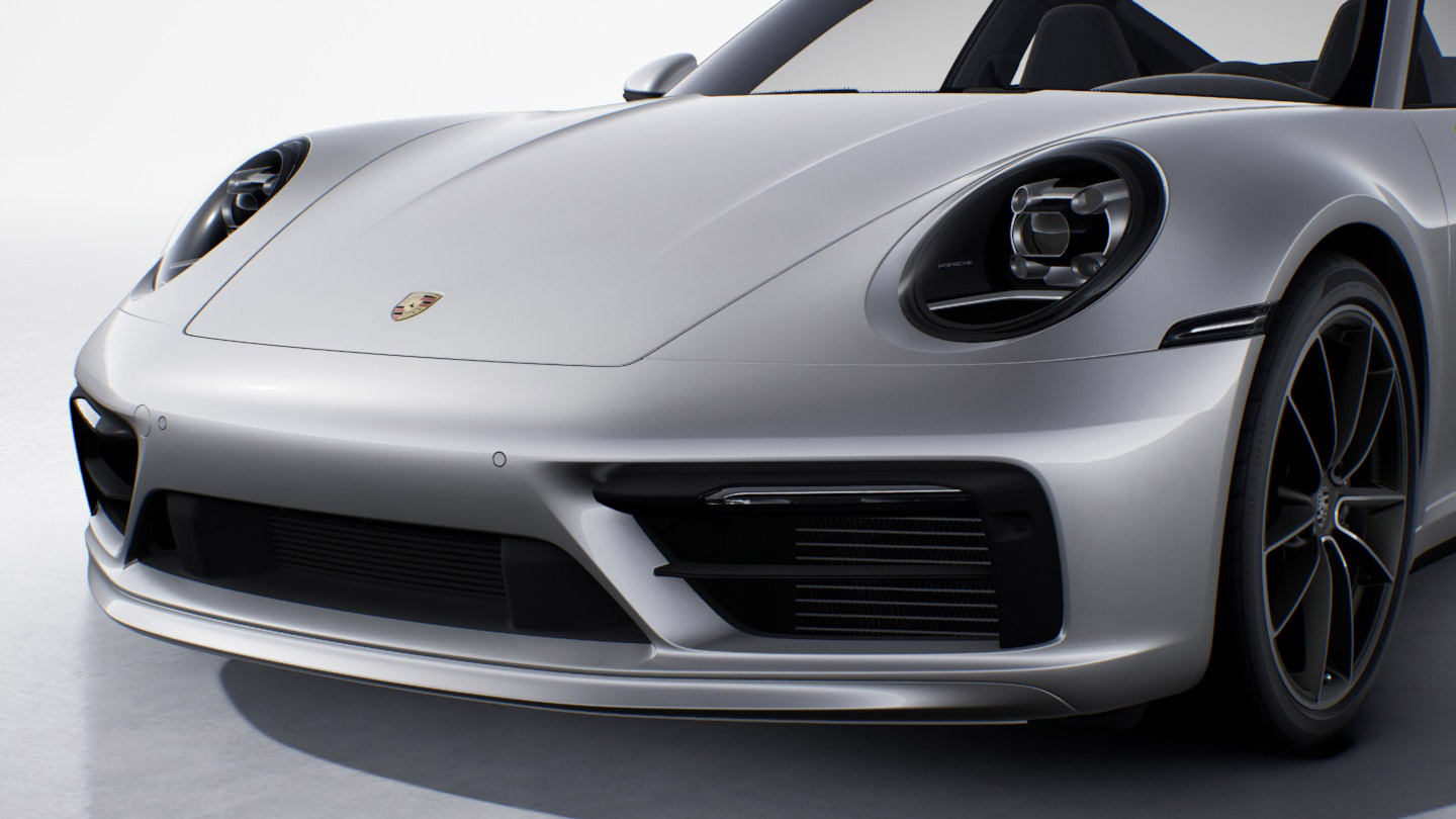 Image of an aerokit with rear spoiler with fixed wing, third brake light integrated into rear spoiler, and rear deck lid slat inlays in Satin Black